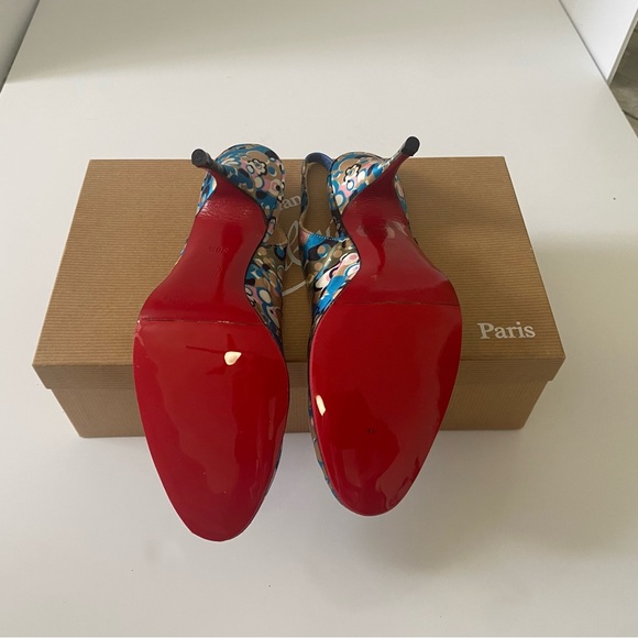 Christian Louboutin Horasling 85mm flower print slingback heel size 6.5/ 36.5 - Picture 4 of 4